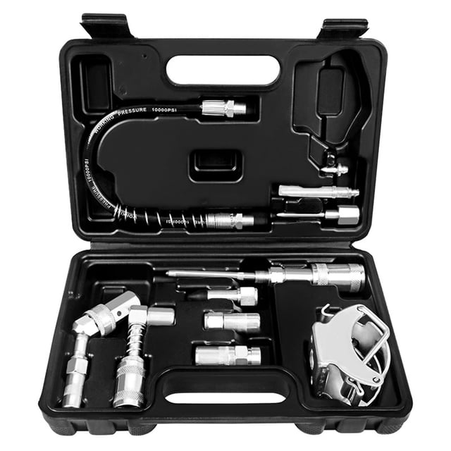 Kit d'Accessoires pour Machine à Graisse 11 Pcs Coupleur de Machine à Graisse pour Raccords à Graisse Difficiles à Atteindre Raccords de Lubrification Robustes avec Buses et Tuyau Flexible