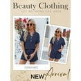 thumbnail image 6 of Nlife Women V Neck Button-Up Waffle Short Sleeve Shorts Knit Sets, 6 of 7