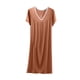 thumbnail image 2 of Karight Womens Soft Cotton T Shirt Dress Summer Short Sleeve Casual V Neck Sleepshirts Loose Long Nightdress House Dress, 2 of 7