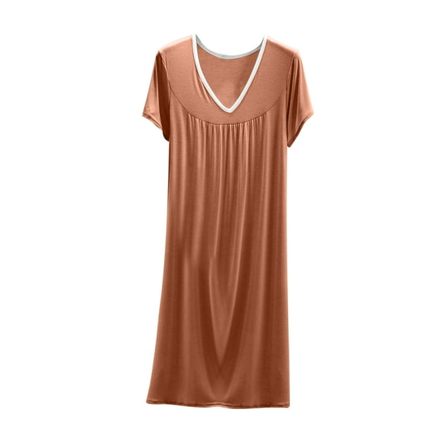 LOVZFMLL Robes pour Femmes Robe T-Shirt Maxi à Manches Courtes Nuisette Super Douce et Confortable Pyjama Chemises de Nuit Tenue de Détente Décontractée Vêtements de Nuit
