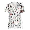 thumbnail image 4 of Luxalzxs Women Short Sleeve V-Neck Tops Workwear T-Shirt Christmas Print Cute Scrub Top Nurse Working Uniform Blouse with Pockets, 4 of 5