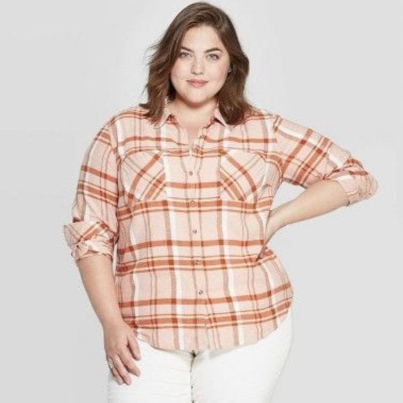 Plaid Shirt, Pink/Brown 