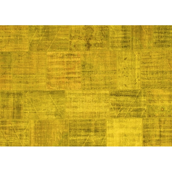 Ahgly Company Indoor Rectangle Patchwork Yellow Transitional Area Rugs, 7' x 9'