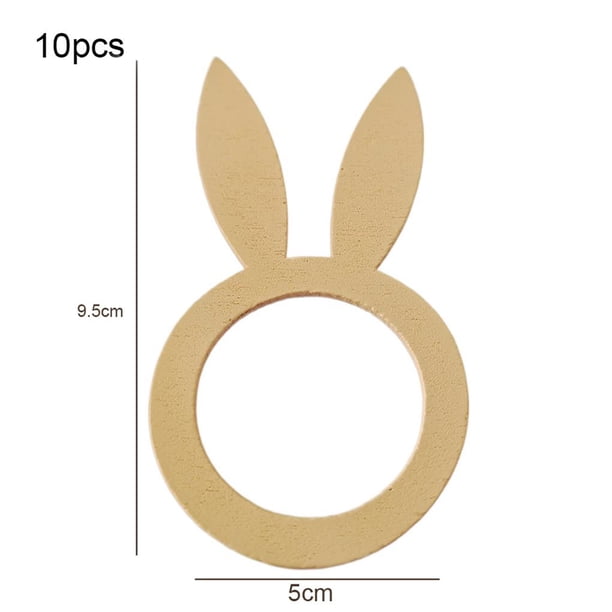 Novedad Diy Conejo Hecho A Mano Madera Pascua Servilletero Anillo Decoración Para Fiesta De Pascua Cena Mesa Decoración De Madera 10 Uds Moyic HA022555-00