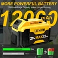 thumbnail image 5 of DW 2Pack DCB200 12.0Ah Lithium Battery  And 1Pack 3A charger Replacement  20V Battery Max XR Cordless Tools DCB180 DCB206 Wireless power tools lithium battery replacement, 5 of 9