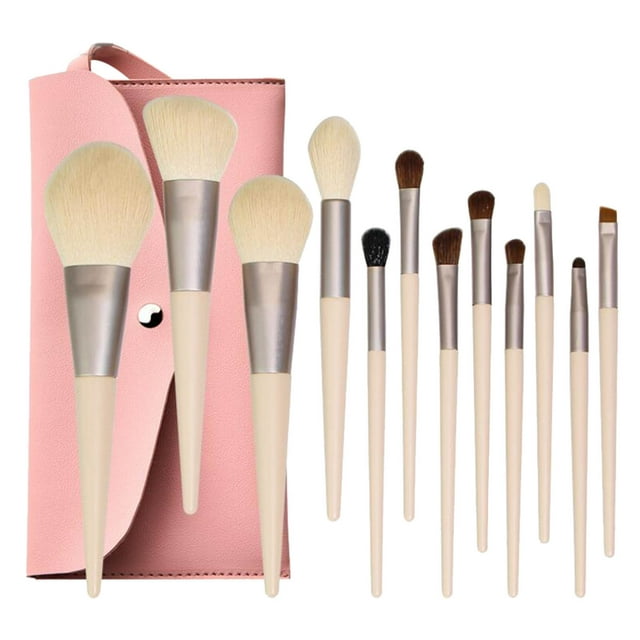 Set de 12 brochas de maquillaje para polvos sueltos, rubor, herramientas de maquillaje de belleza, brocha de maquillaje