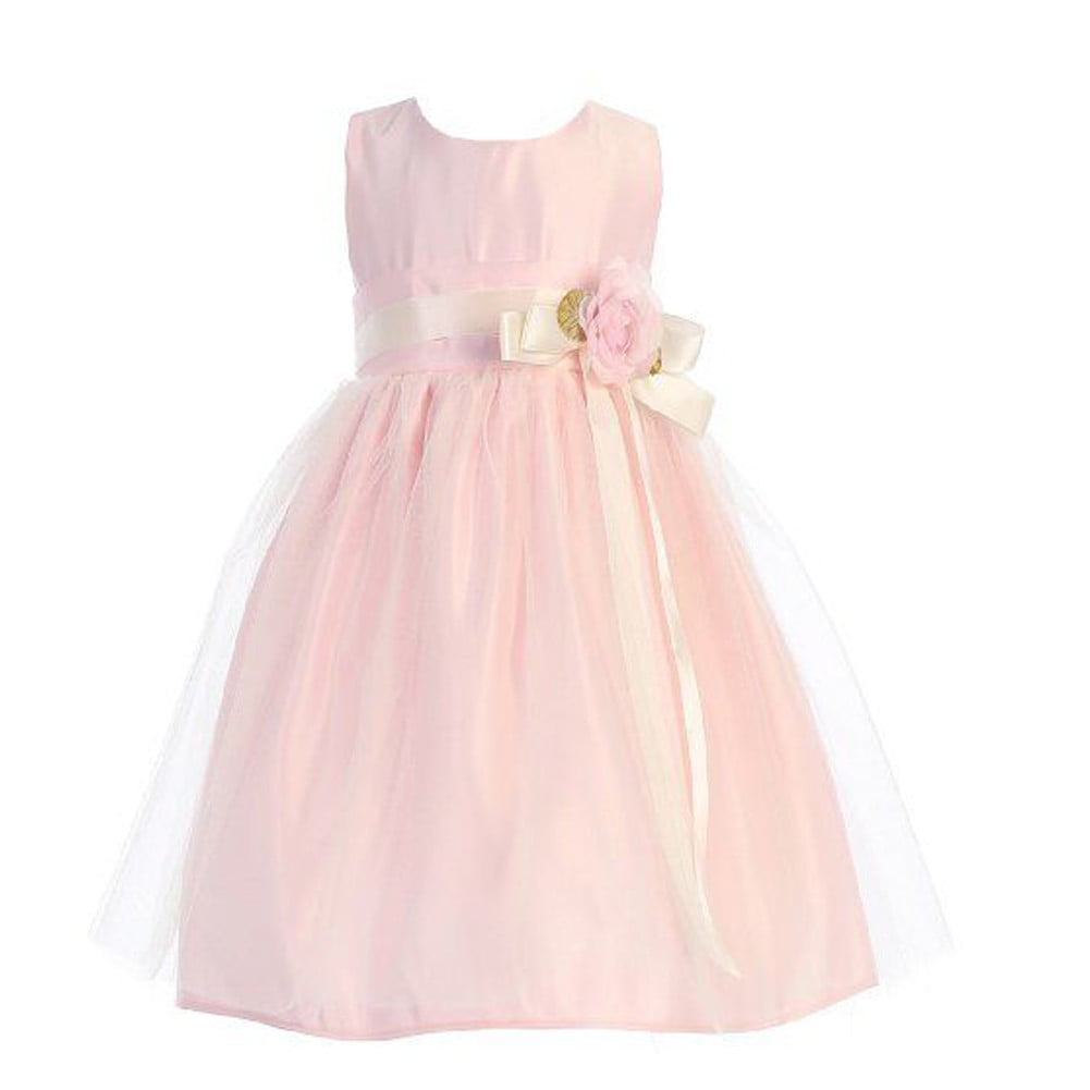 Sweet Kids - Sweet Kids Little Girls Pink Floral Embellished Flower 