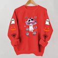 thumbnail image 5 of Womens Halloween Tops Crew Neck Funny Ghost Printed Long Sleeve Trendy Spooky Festival Pullover Top Red M, 5 of 7