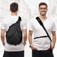 thumbnail image 2 of Large Crossbody Sling Bag for Men Waterproof Shoulder Bag One Strap Sling Backpack for Travel,Work,Hiking,Cycling,Daily,602-Black, 2 of 7