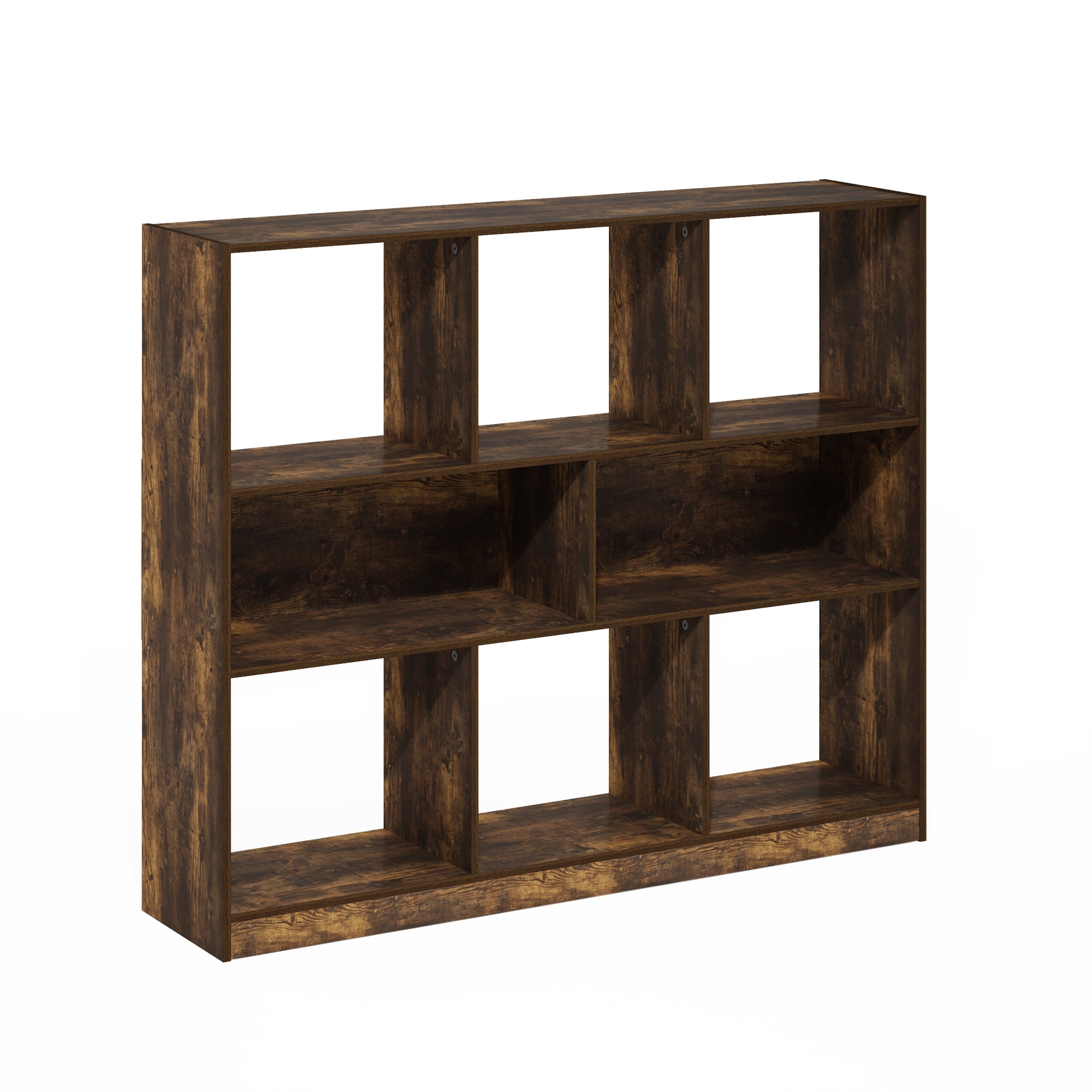 Furinno Daly 8-Cube Horizontal 3 Tier Bookcase, Bookshelf, Storage Organizer, 47 Width, Amber Pine
