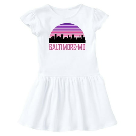 

Inktastic Baltimore Maryland Gifts Retro Sunset Skyline Gift Baby Girl Dress