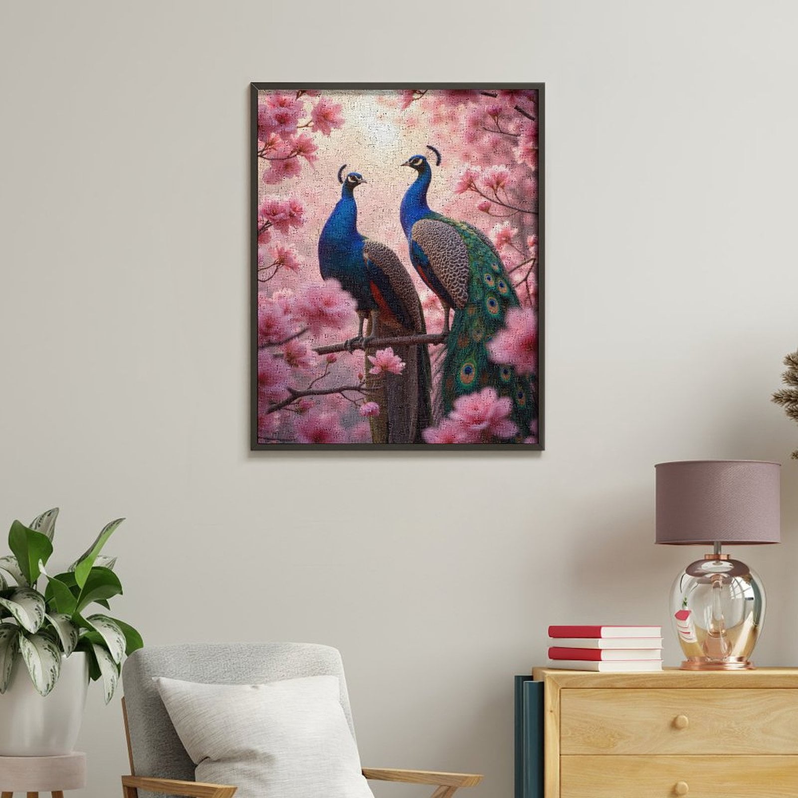 Paint by Numbers Kit for Adults, Peacock Blossoms Springtime Beauty Paint by Numbers, Easy Paint by Numbers Kit for Adults Beginner, DIY Adult Paint by Number Kits on Canvas, Home Decor