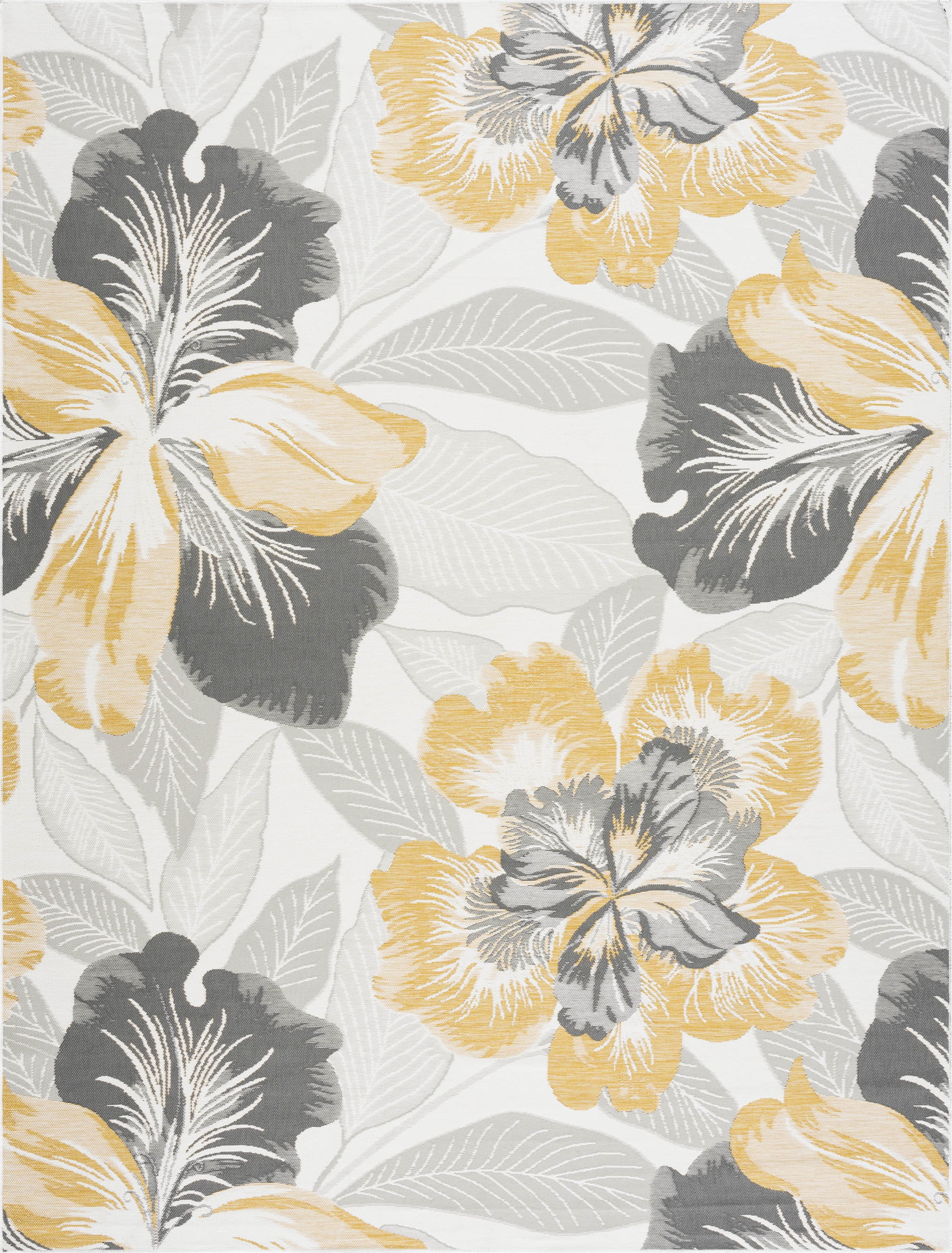 Bliss Rugs Reversible Indoor Outdoor Area Rug Floral for Patio, Porch, Garden | Cream, 5'3'' x 7'3''
