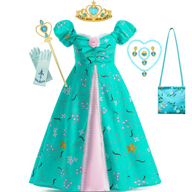 Enchanted 2 Disfraz de Cosplay Giselle Dress Trajes para niñas pequeñas Halloween Carnival Party Ropa Juego de rol Blue Princess Dresses5-6T (Etiqueta 130) Gao Jinjia LED