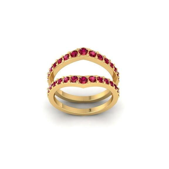0.50CT Red Ruby Wrap Enhancer Wedding Band for Women, 14K Yellow Gold Plated