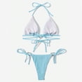 thumbnail image 5 of Conjunto de Bikini pequeño con realce para mujer, traje de baño pequeño con Tanga, Color contrastante, estilo brasileño, 2024, 5 of 5