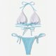 thumbnail image 5 of Conjunto de Bikini pequeño con realce para mujer, traje de baño pequeño con Tanga, Color contrastante, estilo brasileño, 2024, 5 of 5
