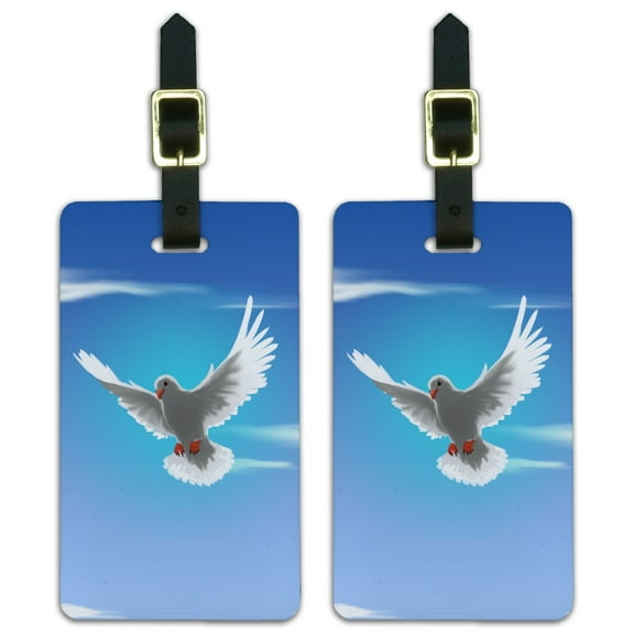 Dove Bird Flying In the Sky Luggage ID Tags Suitcase Carry-On Cards - Set of 2