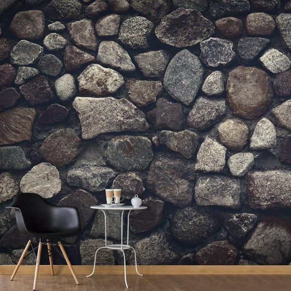 Tiptophomedecor Peel and Stick Wallpaper Wall Mural - Fortress Rocks and Stones - Removable Wall Decals