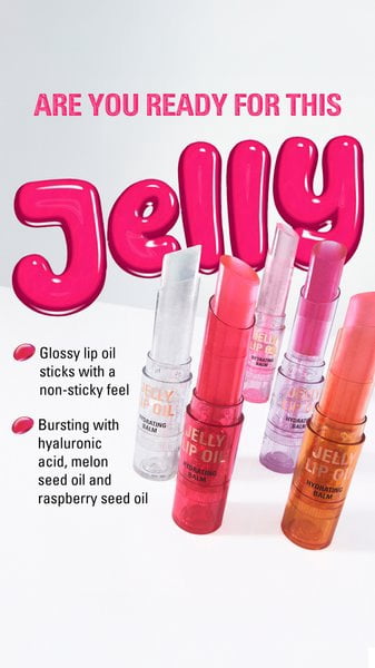 Revolution Jelly Lip Oil Stick, Hydrating with Hyaluronic Acid, Popsicle Peach