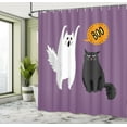thumbnail image 5 of Ambesonne Halloween Shower Curtain, Funny Ghost Cat Says Boo, 69"Wx75"L, Pale Eggplant and Multicolor, 5 of 5