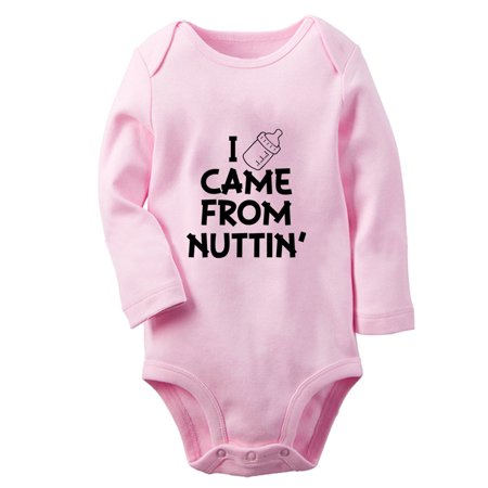 

iDzn® I Came From Nuttin Funny Rompers Newborn Baby Unisex Bodysuits Infant Jumpsuits Toddler Kids Long Sleeve Oufits (Pink 0-6 Months)