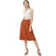thumbnail image 3 of INSPIRE CHIC Falda Acampanada A Media Pierna Con Cinturón Y Cintura Alta Informal Con Botones Delanteros Para Mujer Caramelo M, 3 of 6