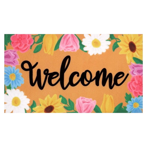 Sulaicai Spring Welcome Doormat, Indoor/Outdoor Door Mat with Floral Design, 29.5x17.7 inch Non-Slip Entrance Rug for Front Door, Patio, Porch, Home Decor, Easy to Clean