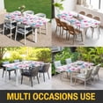 thumbnail image 5 of Blue Pink Flowers Table Cloths for 3 Foot Rectangle Tables, Spring Garden Floral Watercolor Patio Waterproof Elastic Fitted Tablecloths, Washable Rectangular Table Cover for Camping, 5 of 8