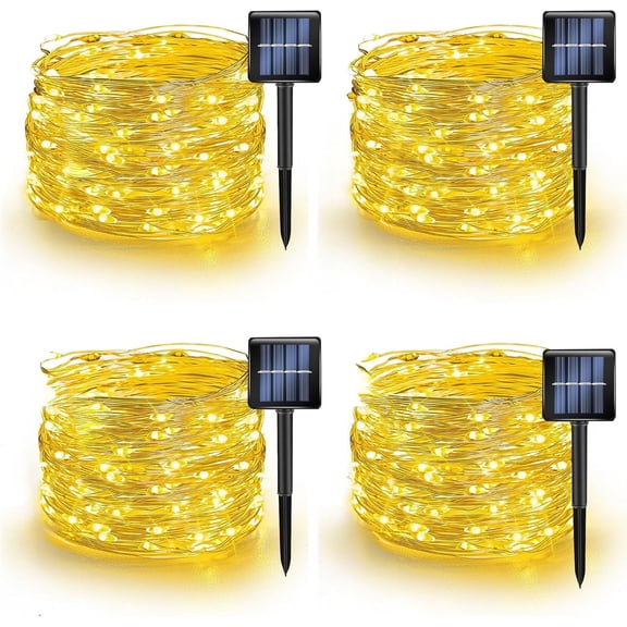 Dazzle Bright Warm White Solar String Lights Outdoor, Total 160 FT 480 LED Solar Powered Waterproof Fairy Lights 8 Modes
