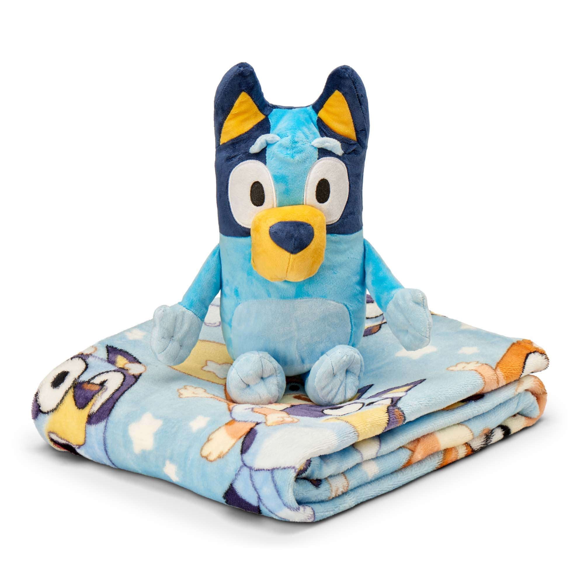 Bluey Kids Plush Hugger with Silk Touch Throw Blanket Set, 50x60 inches– Ultra Soft Plush Character Pillow for Kids