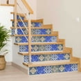 thumbnail image 4 of Mi Alma Blue Brown Floral Peel & Stick Tiles - Vinyl Backsplash 8x8, 4 of 11
