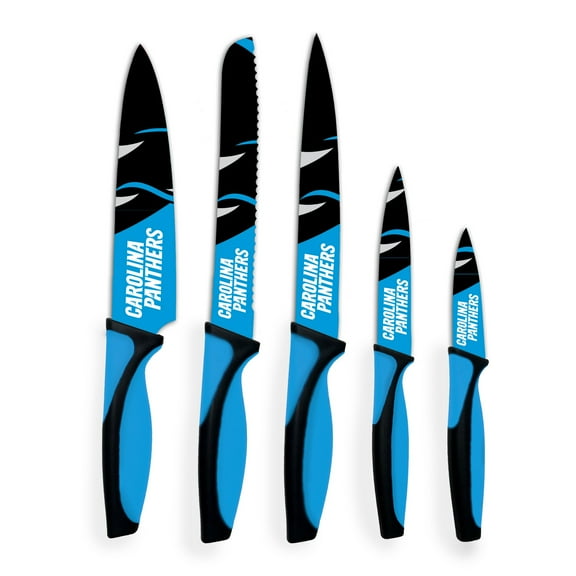 The Sports Vault - NFL 5 Piece Kitchen Knife Set, Carolina Panthers