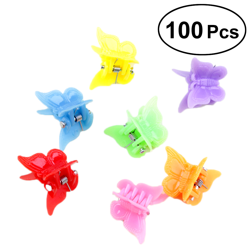 100pcs Butterfly Hair Clips Barrettes Claw Clamps Mini Jaw Clip Hairpin