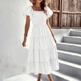 thumbnail image 2 of WILLBEST Robes d'Été Décontractées pour Femmes Robe Décontractée Tendance Épaules Dénudées Manches à Volants Idéale pour Activités Extérieures et Fêtes, 2 of 6