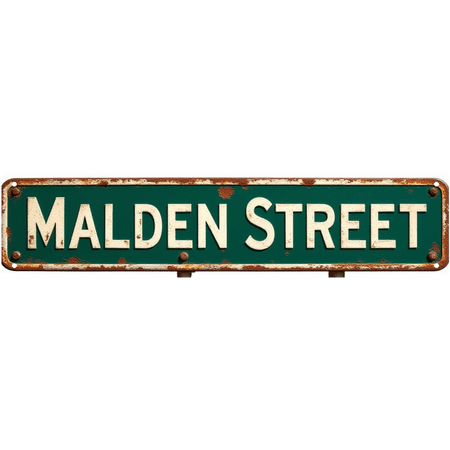 Decorative Tin Sign 16*4 Inch - MALDEN STREET Design - Perfect for Family Room, Living Room, Front Porch - Family Signs for Home Decor Wall, Home Sweet Home Sign, Porch Sign