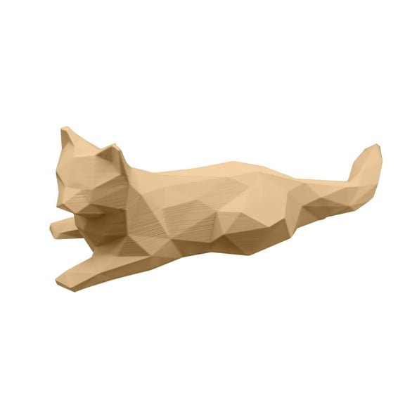 Clever Contraption Chillaxing Low Poly Cat Figurine – White Color, 3D Printed Geometric Desk Sculpture