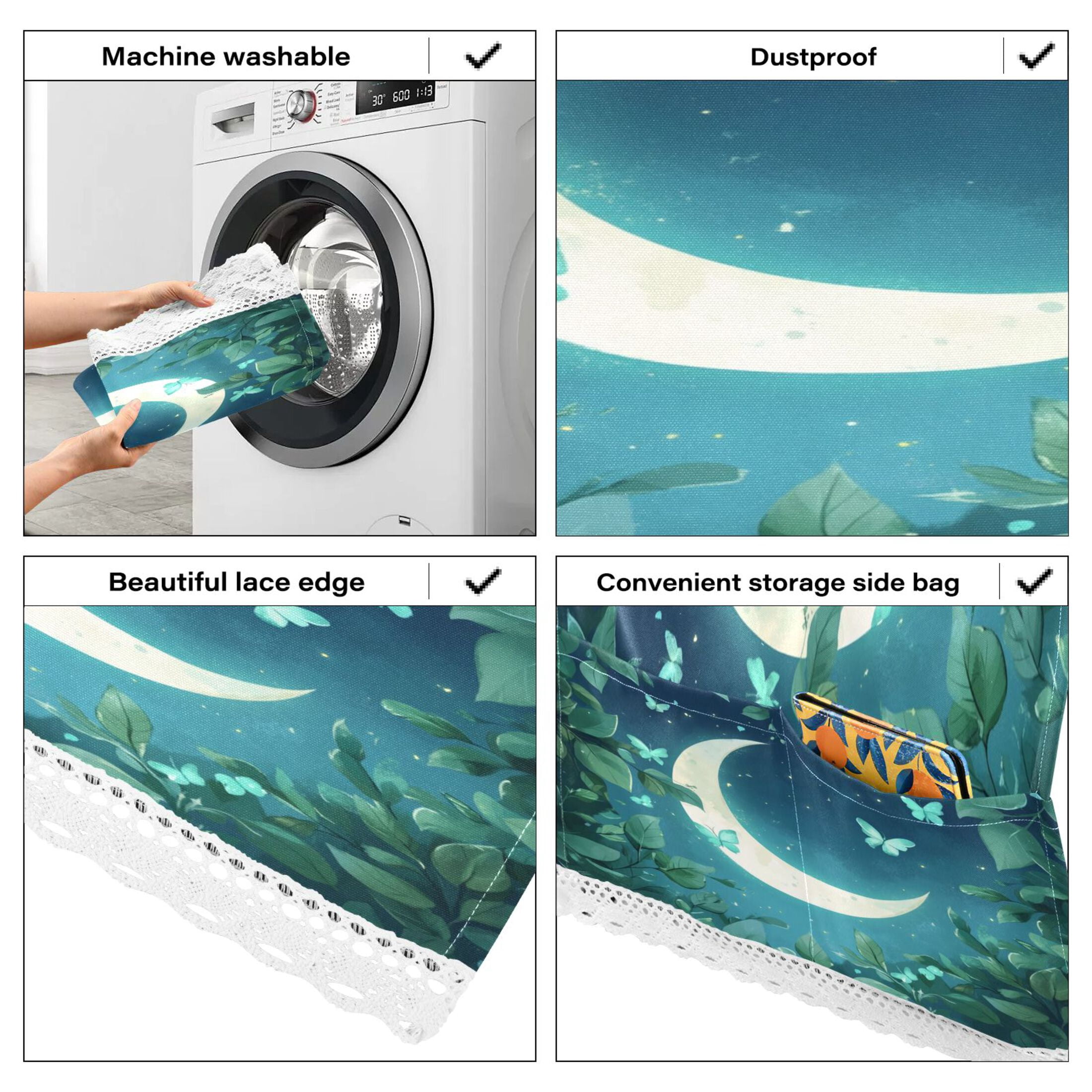 WOBOGO Butterfly Around The Moon Washing Machine Cloth Dryer Refrigerator Top Cover Protective Non-Slip Mat For Kitchen Laundry