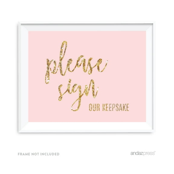 Koyal Wholesale Blush Pink Gold Glitter Wedding Keepsake Sign for Party Decor