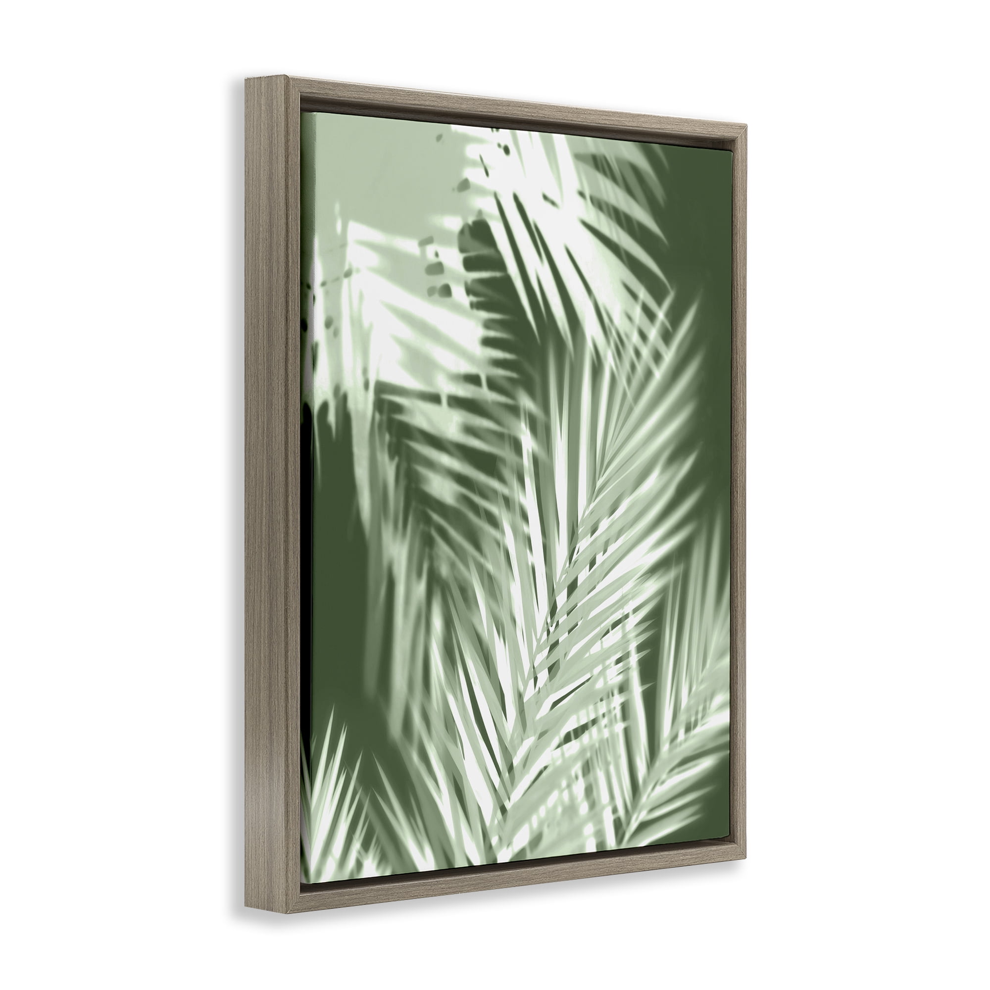 Stupell Industries Abstract Palm Leaves Botanical & Floral Painting Brown Floater Framed Art Print Wall Art, 17 x 21