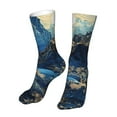 thumbnail image 6 of Cauagu Golden Blue Mountains Pattern Fun Novelty Crew Socks,Casual Athletic Socks Neutral Socks Cozy Crew Socks Christmas Gift, 6 of 7