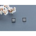 thumbnail image 3 of Dazzlingrock Collection Round White Diamond Square Shape Unisex Pushback Stud Earrings (0.06 ctw, Color I-J, Clarity I2-I3) in Black Plated 925 Sterling Silver, 3 of 5