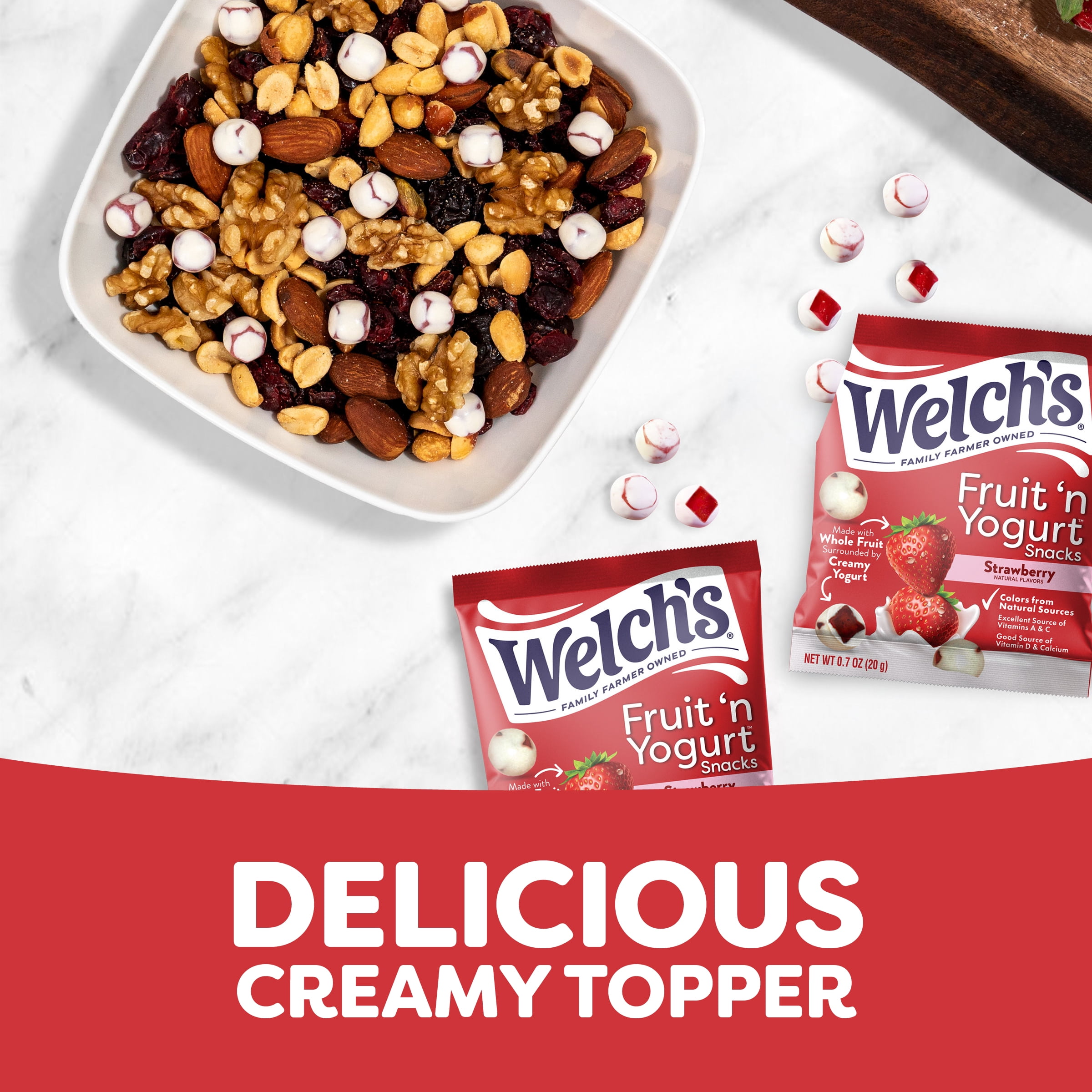 (3 pack) Welch's Fruit 'N Yogurt Snacks, Strawberry, Soft Kids Snacks, 0.7 oz, 20 Count