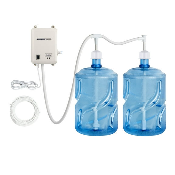 KFFKFF Water Pump System for Bottles, Dual 5 Gallon Dispenser, Electric Auto Jug Pump, Dual-Tube Design, Fits Coffee/Tea Appliances, Fridges, Ice Machines