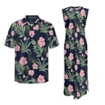 thumbnail image 5 of Uorisanigo Hibiscus Couple Matching Outfit Husban and Wife Clothing Men's Button Down Casual Hawaiian Shirt for Summer and Womens Sleeveless Dress Maxi Beach Vacation Sundress, 5 of 7
