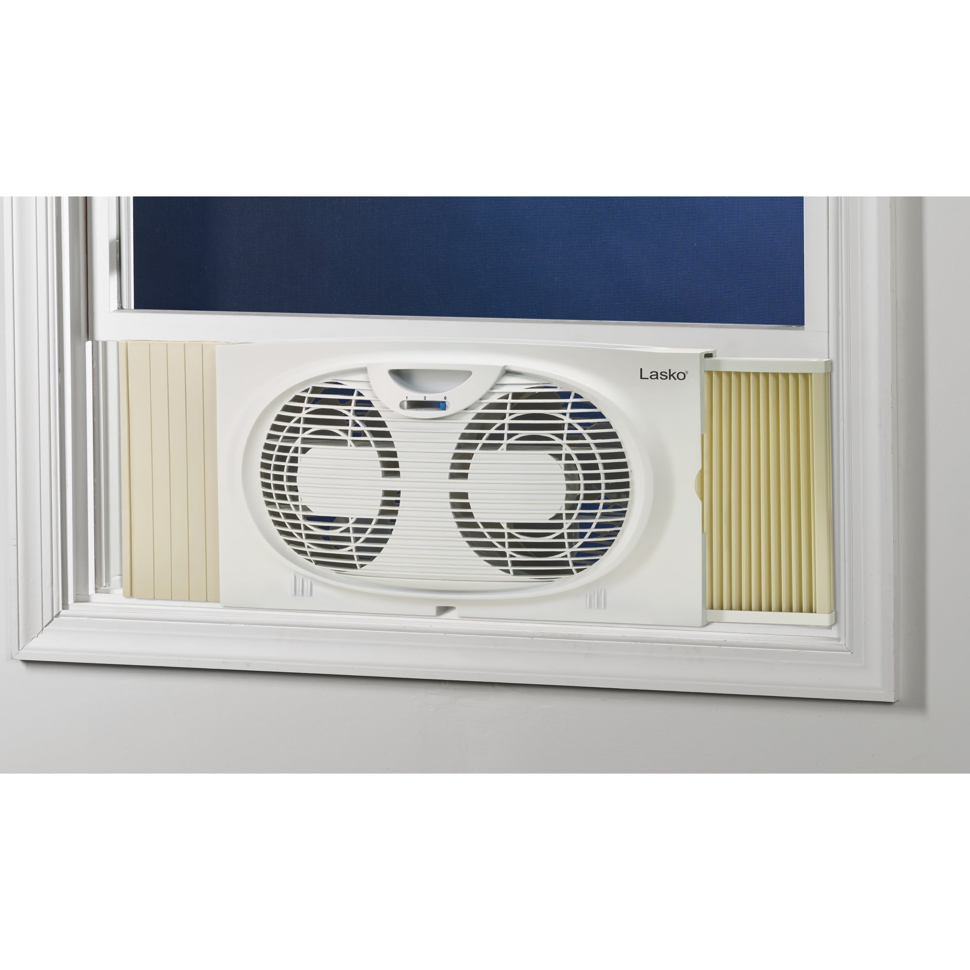 Lasko 10 In. 2-Speed Twin Window Fan with Expanding Side Panels, W07350