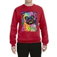 thumbnail image 3 of Funny Neon Pug | Dean Russo Art Animal Lover Unisex Crewneck Sweatshirt, Red, 4X-Large, 3 of 6