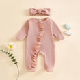 thumbnail image 2 of Baby Bodysuit For Boys And Girls Long Sleeve Footed Romper with Snap Closure In Solid Colors For Fall And Winter Infant Wear, 2 of 6