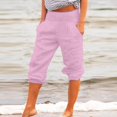 thumbnail image 2 of Womens Summer Shorts Casual Solid Color Elastic Waist Straight Short Pants Ladies Trendy Beach Shorts, 2 of 7