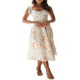 thumbnail image 4 of QJUHUNG Robe Longue Bustier à Col Carré Y2k pour Femmes Boho à Fleurs Sans Manches Fendue Ligne A Corset Robe Maxi Décolleté Plongeant Robe d'Été, 4 of 10